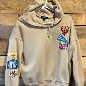 Vinyl Icons Women S Hoodie Sweatshirt Travel Theme Cotton Poly Cozy 1/4 Zip Soft